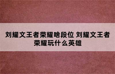 刘耀文王者荣耀啥段位 刘耀文王者荣耀玩什么英雄